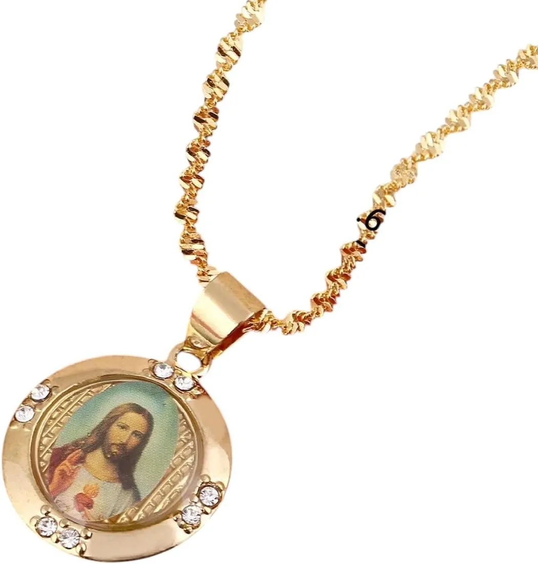 New 2025 Arrival Jesus Portrait Necklace Pendants Women Jesus Heavenly Father Cross Portrait Necklace Christian Items With For You Accessories Trendy Creative Gift