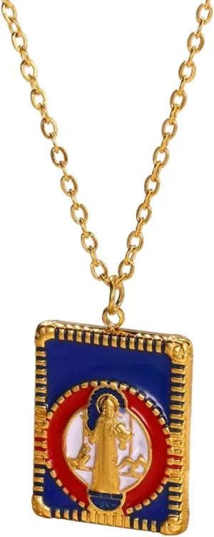 New 2025 Dropping Oil Embossed Jesus Christ Pendants Necklaces Gold Color Stainless Steel Square Necklace Jewelry Gifts With For You Jewelry Fashion Accessories Creative Gift