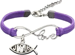 New 2025 Mixed Color Velvet Rope Bracelet Infinity Love Jesus Fish Christian God Charms Pendants Leather Bracelet Unisex Jesus With For You Jewelry Fashion Accessories Creative Gift