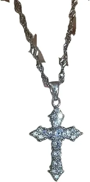 New 2025 Unisex Fashion Cross Pendants Golden Silver Color Crystal Jesus Pendant Necklace Jewelry Findings For Men/Women Trendy Accessories Creative Gift For Women And Men