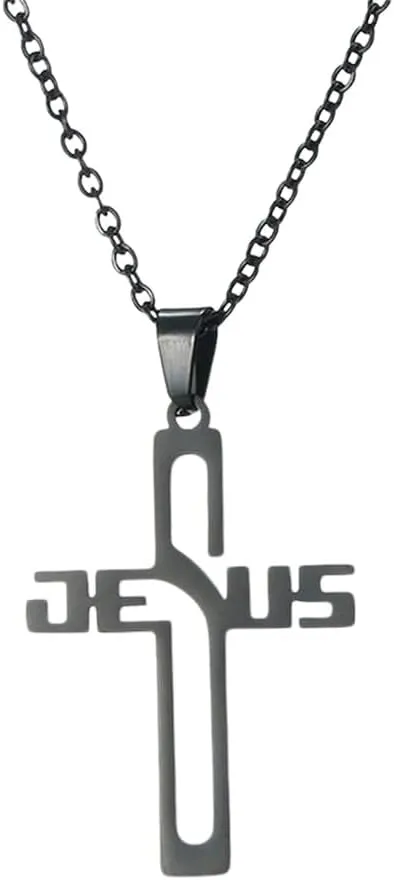 New 2025 Unisex Praying Church Jesus Cross Pendants Necklace Stainless Steel Necklaces Chain Religious Christian Jewelry Gifts Decoration Luxury Accessories Trendy Best For Gift For Women And Men