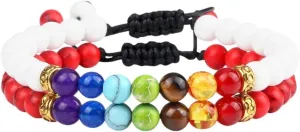 New 2026 2Pcs/Set Bead 7 Bracelets&bangles Buddha Prayer Elastic Couple Distance Bracelets For Women Men Pulseira Masculina Jewery Jewelry Fashion Trendy Accessories Creative Gift For Women And Men