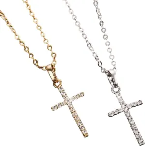 New 2026 Unisex Fashion Female Cross Pendants Gold Color Crystal Jesus Pendant Necklace Jewelry For Women Men Decoration Luxury With You Accessories Trendy Creative For Women And Men