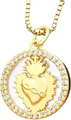 New 2026 Unisex For Arrival Sacred Heart Of Jesus Necklace Copper Zircon Pendants Charm Party Wedding Anniversary Jewelry Gifts Women Decoration Luxury Accessories Trendy For Women And Men