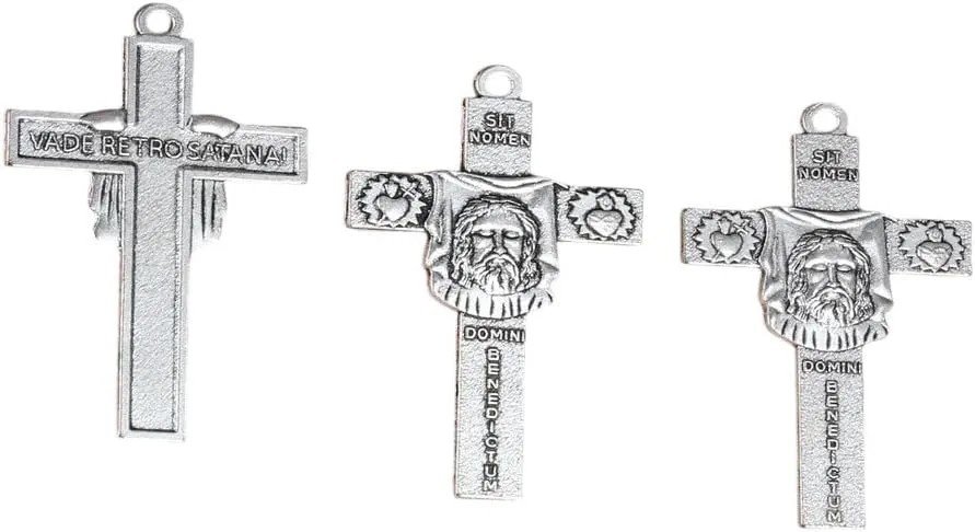 New For Trendy 2025 5Pcs Carved Face Of Christ Portrait Charms Holy Heart Crucifix Jesus Cross Pendants For DIY Accessories Domini Benedictum Jewelry Fashion Accessories Creative Gift