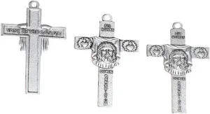 New For Trendy 2025 5Pcs Carved Face Of Christ Portrait Charms Holy Heart Crucifix Jesus Cross Pendants For DIY Accessories Domini Benedictum Jewelry Fashion Accessories Creative Gift