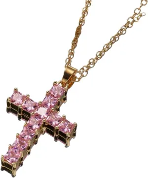 New For Trendy 2025 Gift Fashion Necklaces Female Pendants Gold Multi Color Crystal Jesus Cross Pendant For Women Necklace Party Time Jewelry Fashion Accessories Creative Gift