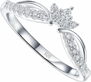 Newshe Jewellery Moissanite Curved Wedding Bands for Her Stacking Eternity Rings 925 Sterling Silver Wishbone Size 5-10