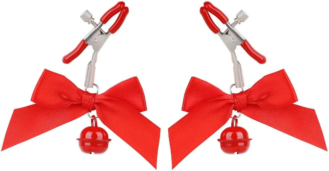 Nipple Clamp Bow Bells Nipple Clamp Clip for Women Adjustable Stainless Steel Non Piercing Body Clips for Decorative Clip Faux Body Jewelry