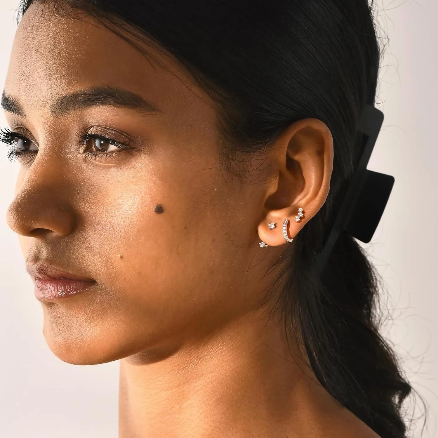 NOKMIT 3 Pairs Mini Hoop Earrings Set Turquoise Cubic Zirconia Huggie Hoop Cartilage Earring Ear Cuff for Women (Turquoise/CZ)