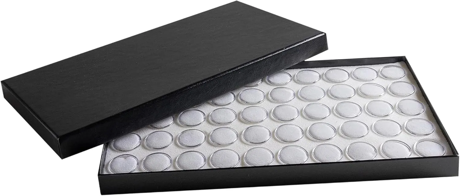 Novel Box Jewelry Tray with Lid 8.25x14.75x1   Small Size 50 Gems Jars | Glass Jewelry Box with Fitted Lid & White Tray Foam Liner | Glass Rock Storage Box | Display Boxes for Collectibles