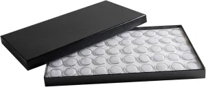 Novel Box Jewelry Tray with Lid 8.25x14.75x1   Small Size 50 Gems Jars | Glass Jewelry Box with Fitted Lid & White Tray Foam Liner | Glass Rock Storage Box | Display Boxes for Collectibles
