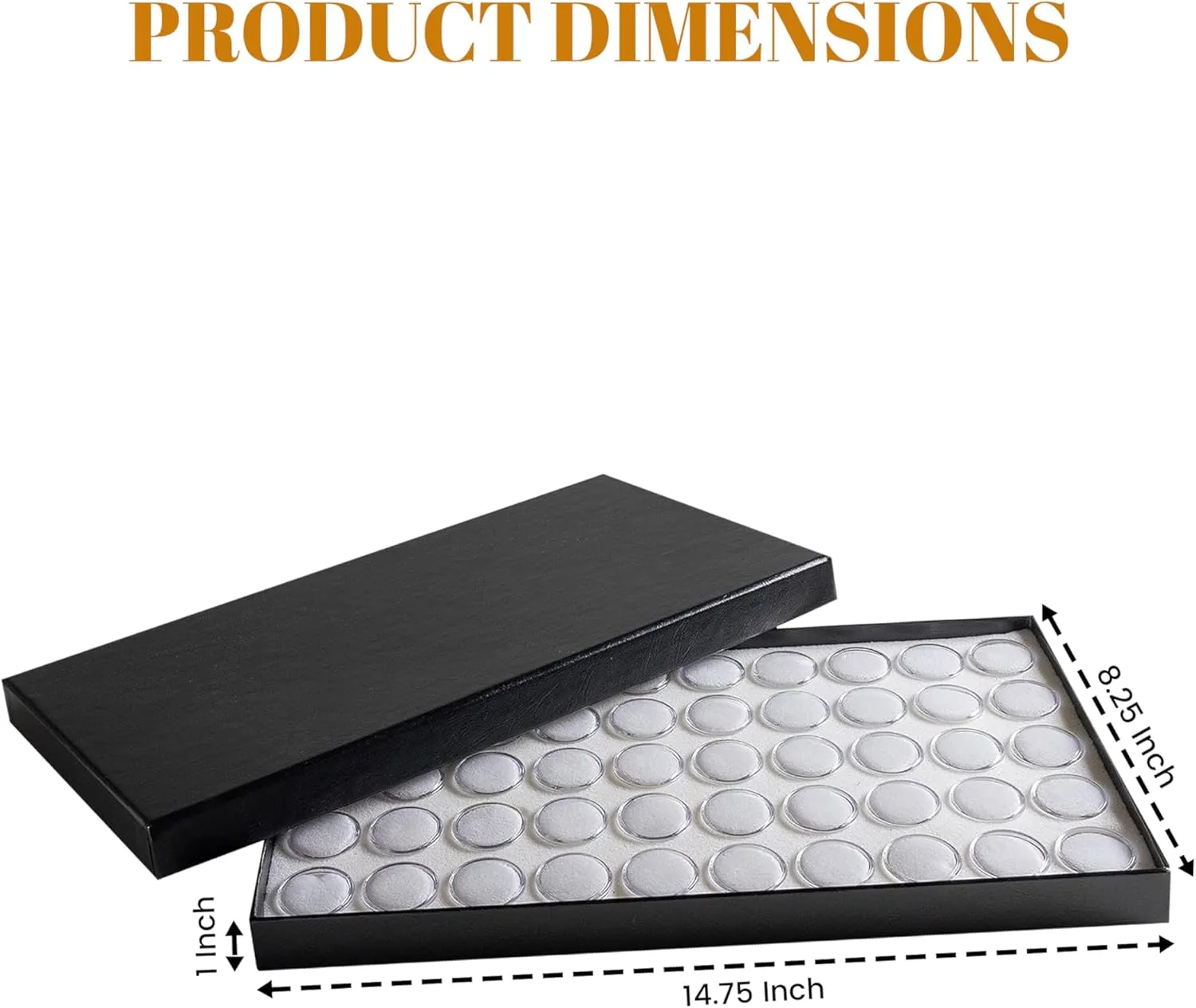 Novel Box Jewelry Tray with Lid 8.25x14.75x1   Small Size 50 Gems Jars | Glass Jewelry Box with Fitted Lid & White Tray Foam Liner | Glass Rock Storage Box | Display Boxes for Collectibles