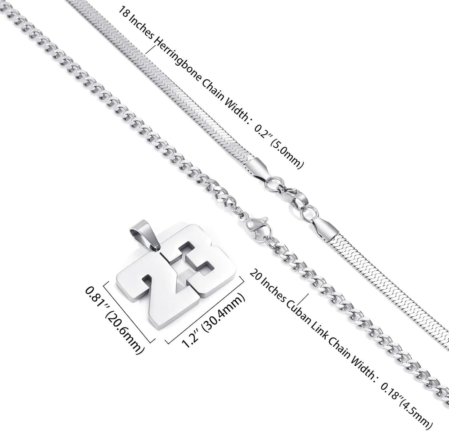 Number Necklace, Layered Necklace for Men, Jersey Number Necklace for Boy Athlete, 18 20 In Stainless Steels Chain for Men With Number Pendant, Basketball Football Baseball Number Necklaces for Boys