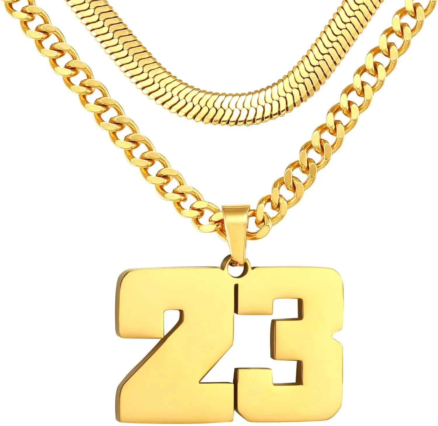 Number Necklace, Layered Necklace for Men, Jersey Number Necklace for Boy Athlete, 18 20 In Stainless Steels Chain for Men With Number Pendant, Basketball Football Baseball Number Necklaces for Boys