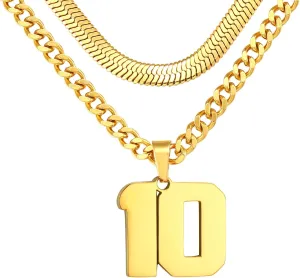 Number Necklace, Layered Necklace for Men, Jersey Number Necklace for Boy Athlete, 18 20 In Stainless Steels Chain for Men With Number Pendant, Basketball Football Baseball Number Necklaces for Boys