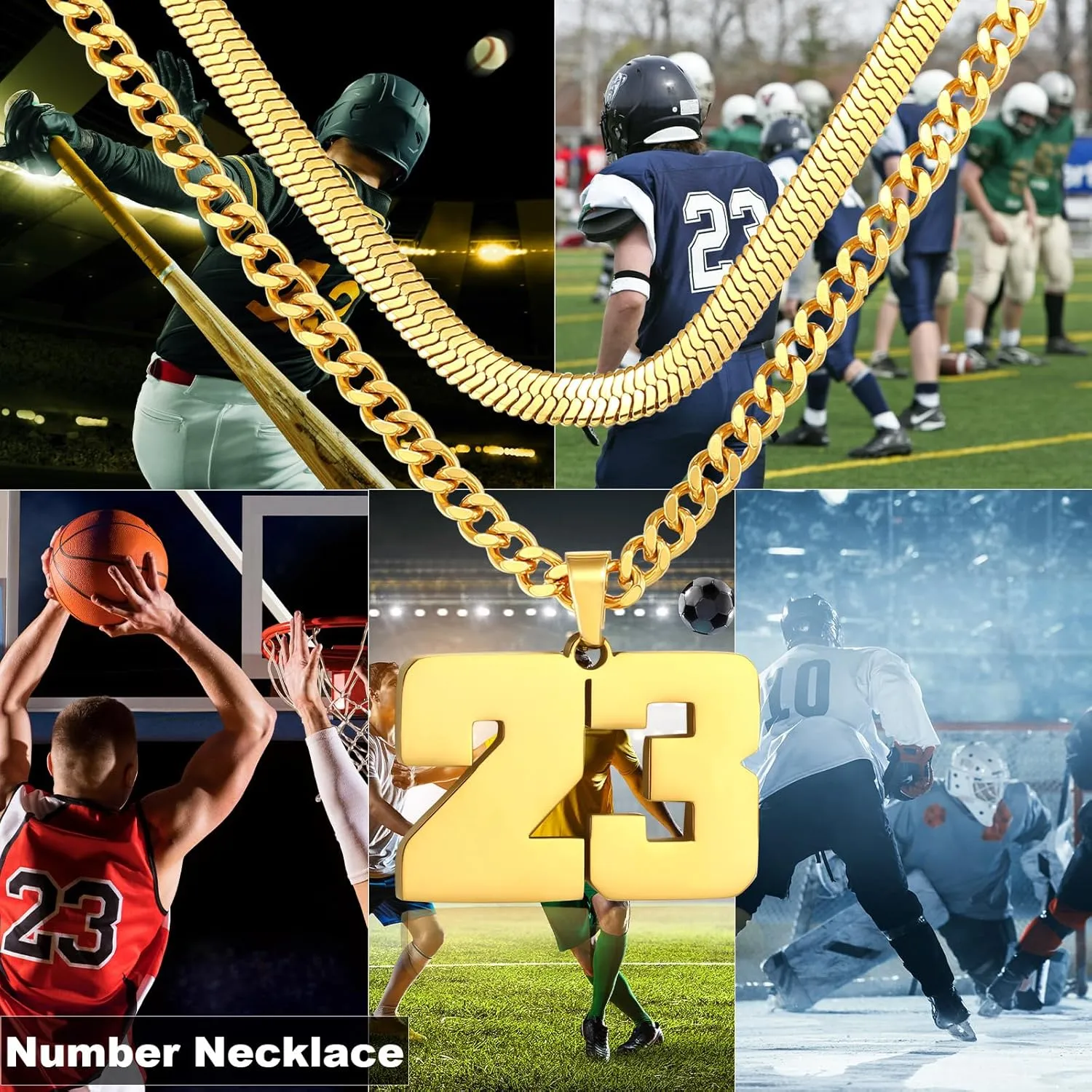 Number Necklace, Layered Necklace for Men, Jersey Number Necklace for Boy Athlete, 18 20 In Stainless Steels Chain for Men With Number Pendant, Basketball Football Baseball Number Necklaces for Boys