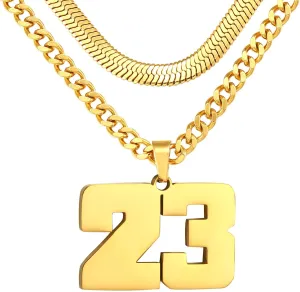 Number Necklace, Layered Necklace for Men, Jersey Number Necklace for Boy Athlete, 18 20 In Stainless Steels Chain for Men With Number Pendant, Basketball Football Baseball Number Necklaces for Boys