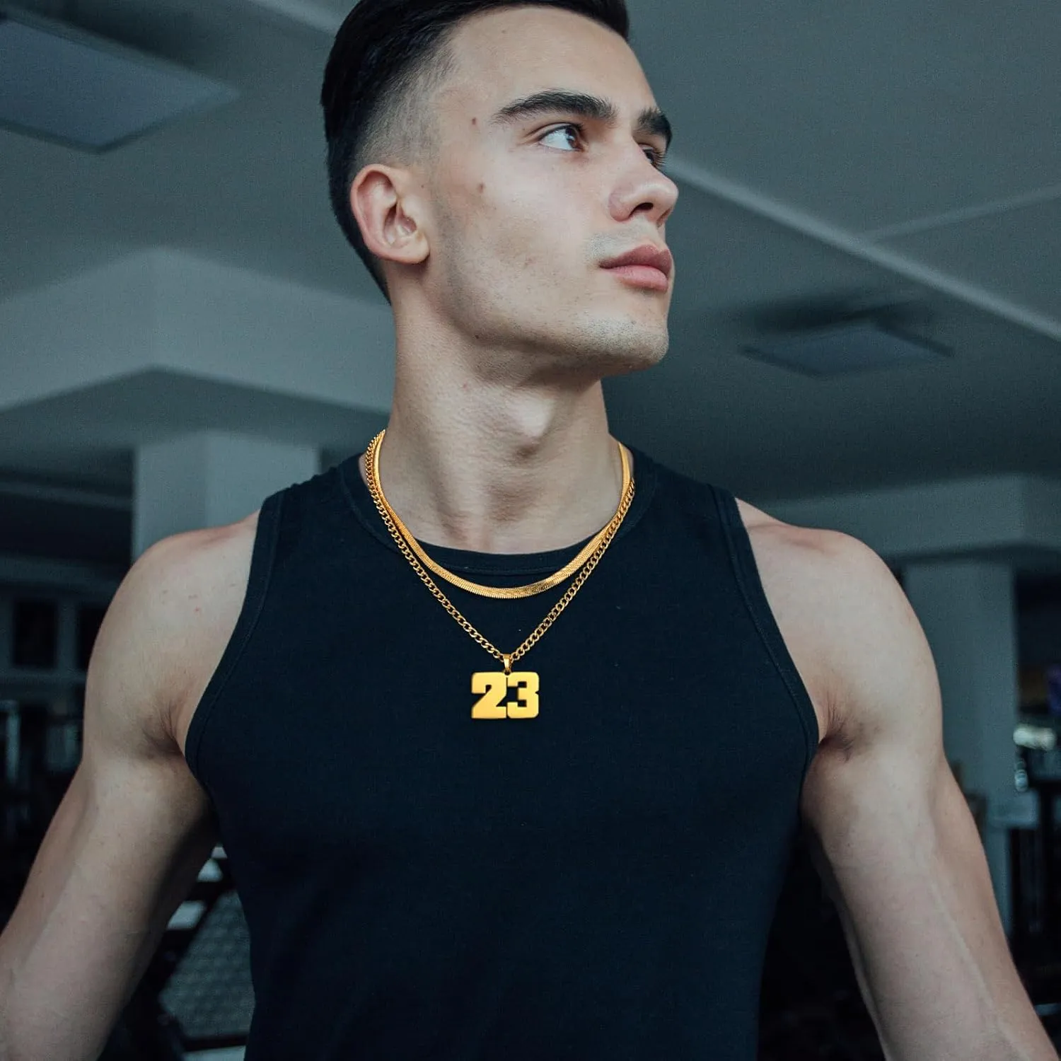 Number Necklace, Layered Necklace for Men, Jersey Number Necklace for Boy Athlete, 18 20 In Stainless Steels Chain for Men With Number Pendant, Basketball Football Baseball Number Necklaces for Boys