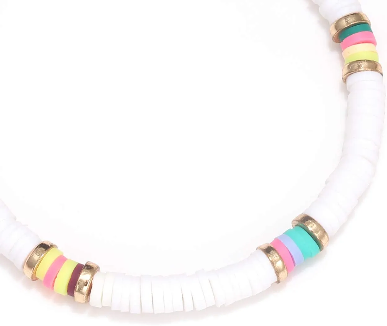 NVENF Heishi Bead Hoop Earrings for Women Rainbow Vinyl Disc Beads Circle Earring Studs Handmade Bohemia Summer Beach Earring Vacation Party Gifts