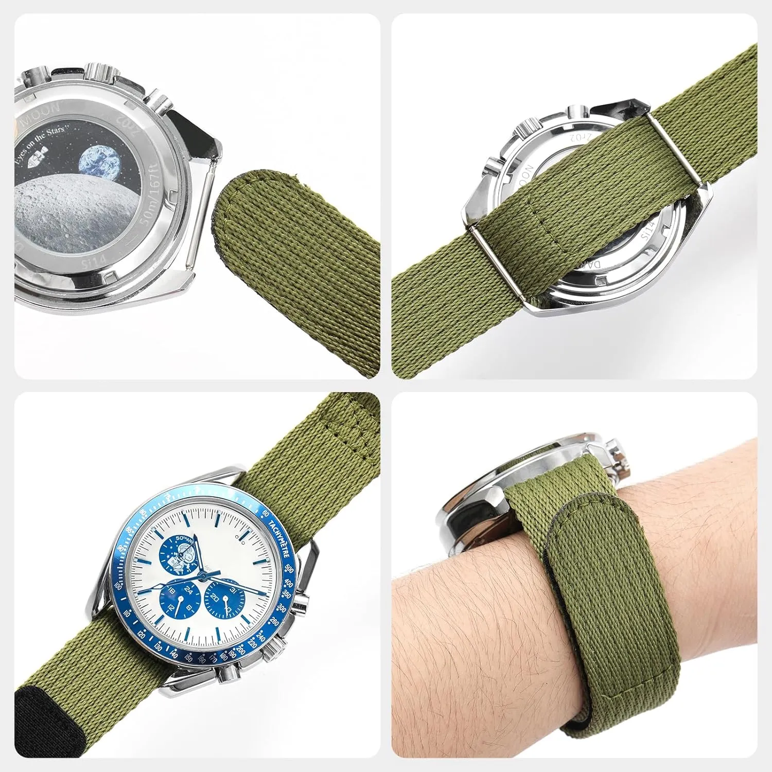 Nylon Watch Band - Hook and Loop Fasteners Soft Watch Strap 20mm 22mm - Sport Watch Bands for Men Women