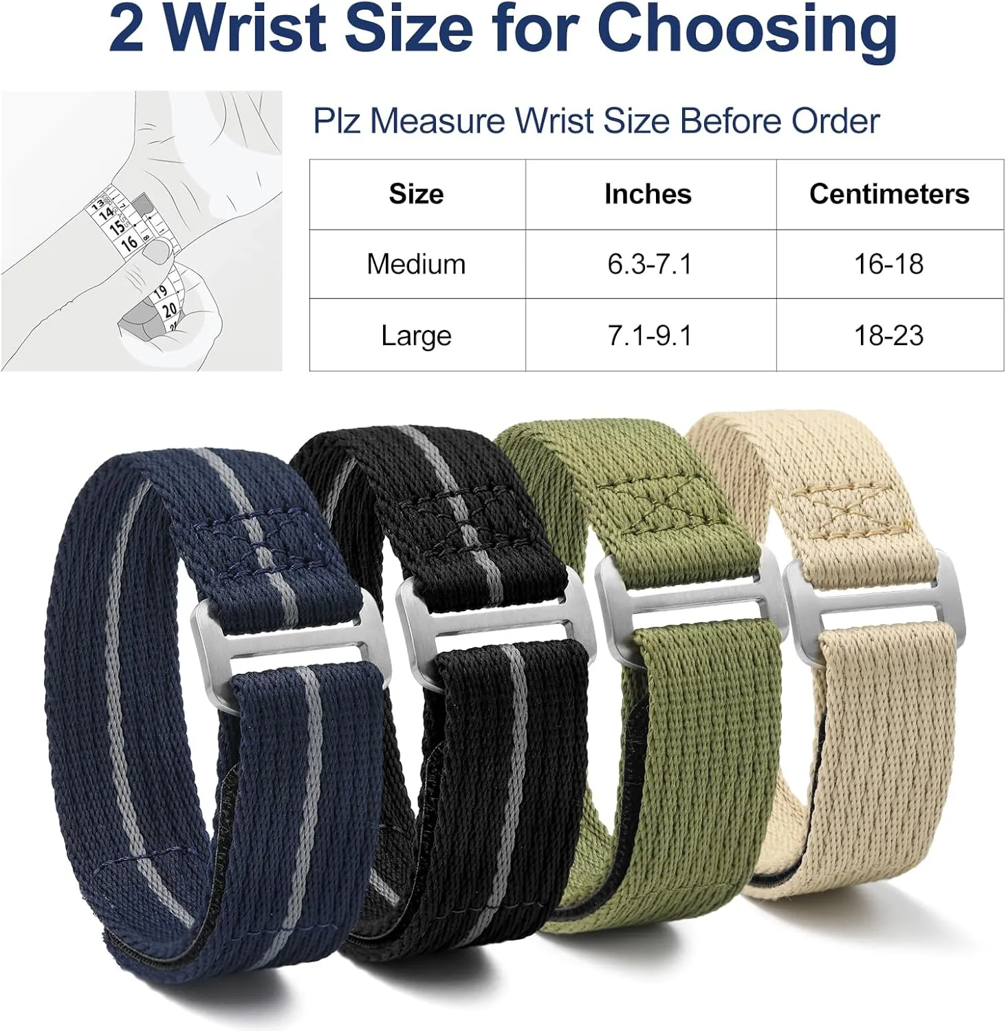 Nylon Watch Band - Hook and Loop Fasteners Soft Watch Strap 20mm 22mm - Sport Watch Bands for Men Women