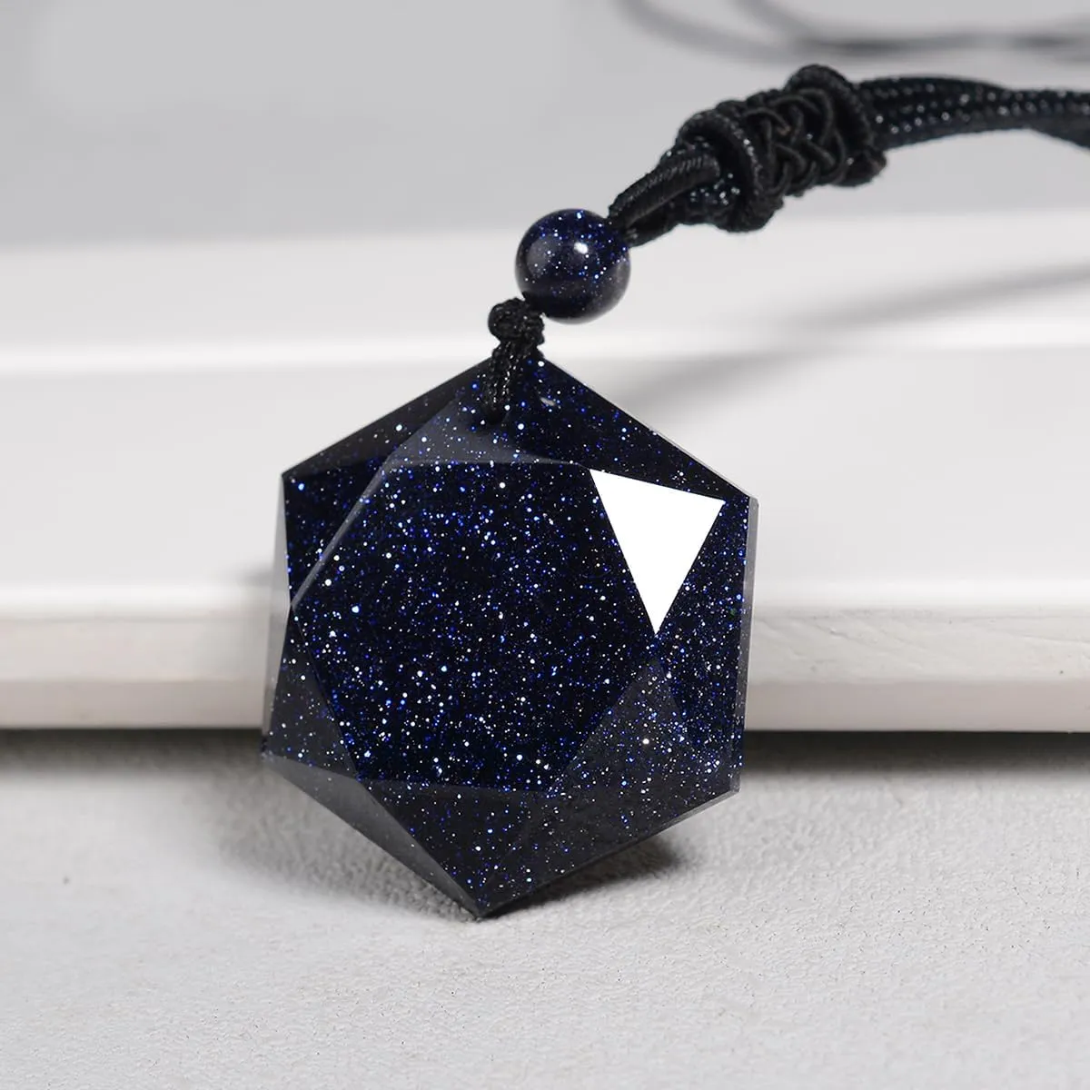 Obsidian,Black Obsidian Necklace Men Hexagram Natural Stone Crystal Pendant for Women Protection Hexagram Necklace