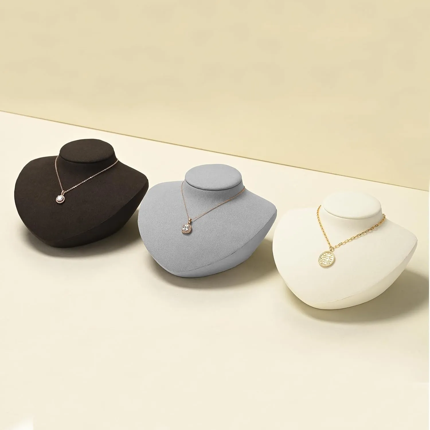 Oirlv Luxury Microfiber Necklace Bust Jewelry Bust for Pendant Showcase Necklace Display Stand(Blue)