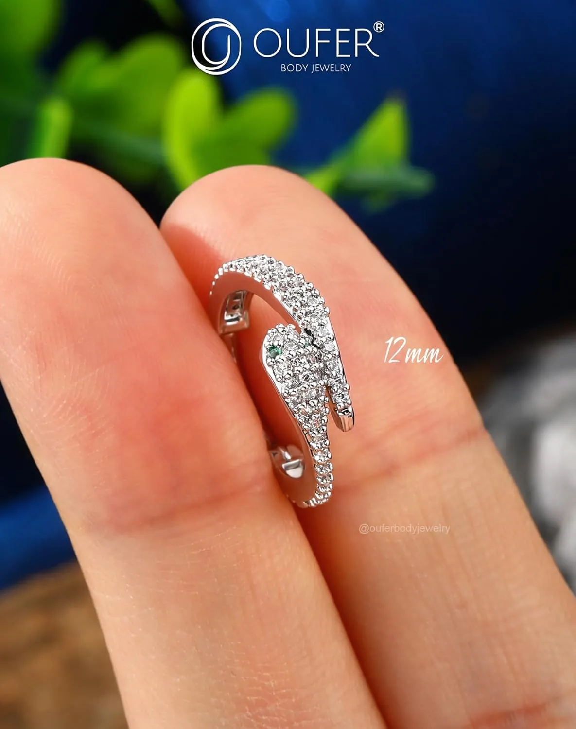 OUFER Cartilage Helix Hoop Earrings, 16G Orbital Conch Earrings, Tragus Daith Helix Piercings Jewelry, Snake CZ Rook Earrings, Surgical Steel Clicker Silver Nose Rings