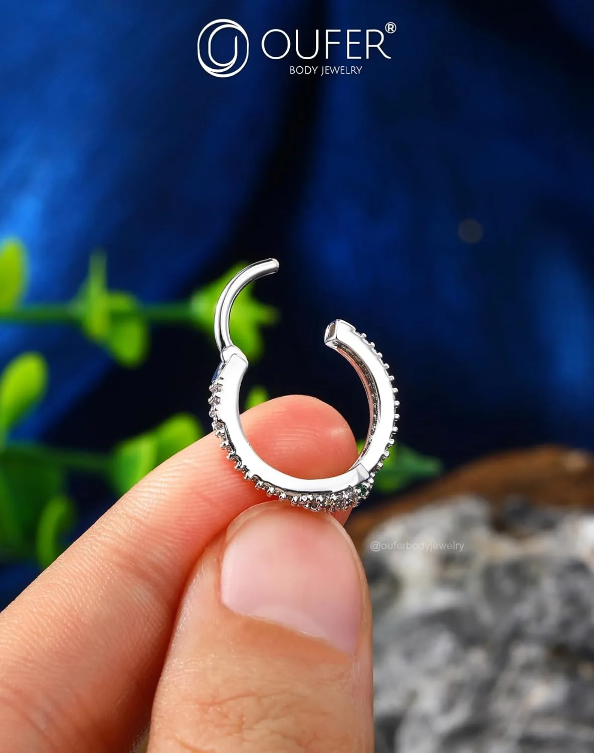 OUFER Cartilage Helix Hoop Earrings, 16G Orbital Conch Earrings, Tragus Daith Helix Piercings Jewelry, Snake CZ Rook Earrings, Surgical Steel Clicker Silver Nose Rings