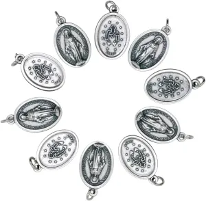 Pack of Ten 1" Miraculous Medals | Silver-Tone Metal Pendants | Great Catholic Gift for First Holy Communion and Confirmation | Add to DIY Chaplet or Religious Jewelry