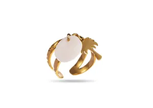 Palm Tree Ring with mother of pearl charm