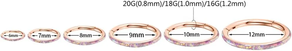 PEAKLINK Opal Nose Ring Hoop Ring 316L Surgical Steel Lip Cartilage Conch Helix Lobe Earring Daith Rook Orbital Belly Tragus Septum Piercing Jewelry foer Women Men