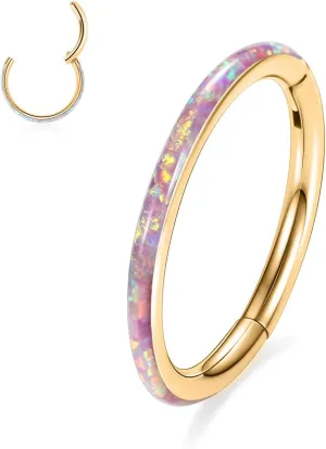 PEAKLINK Opal Nose Ring Hoop Ring 316L Surgical Steel Lip Cartilage Conch Helix Lobe Earring Daith Rook Orbital Belly Tragus Septum Piercing Jewelry foer Women Men