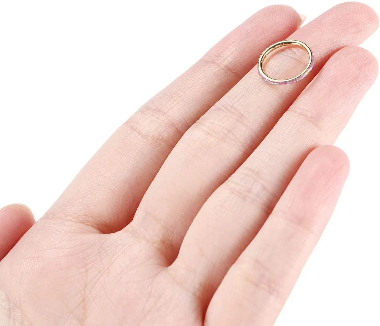 PEAKLINK Opal Nose Ring Hoop Ring 316L Surgical Steel Lip Cartilage Conch Helix Lobe Earring Daith Rook Orbital Belly Tragus Septum Piercing Jewelry foer Women Men