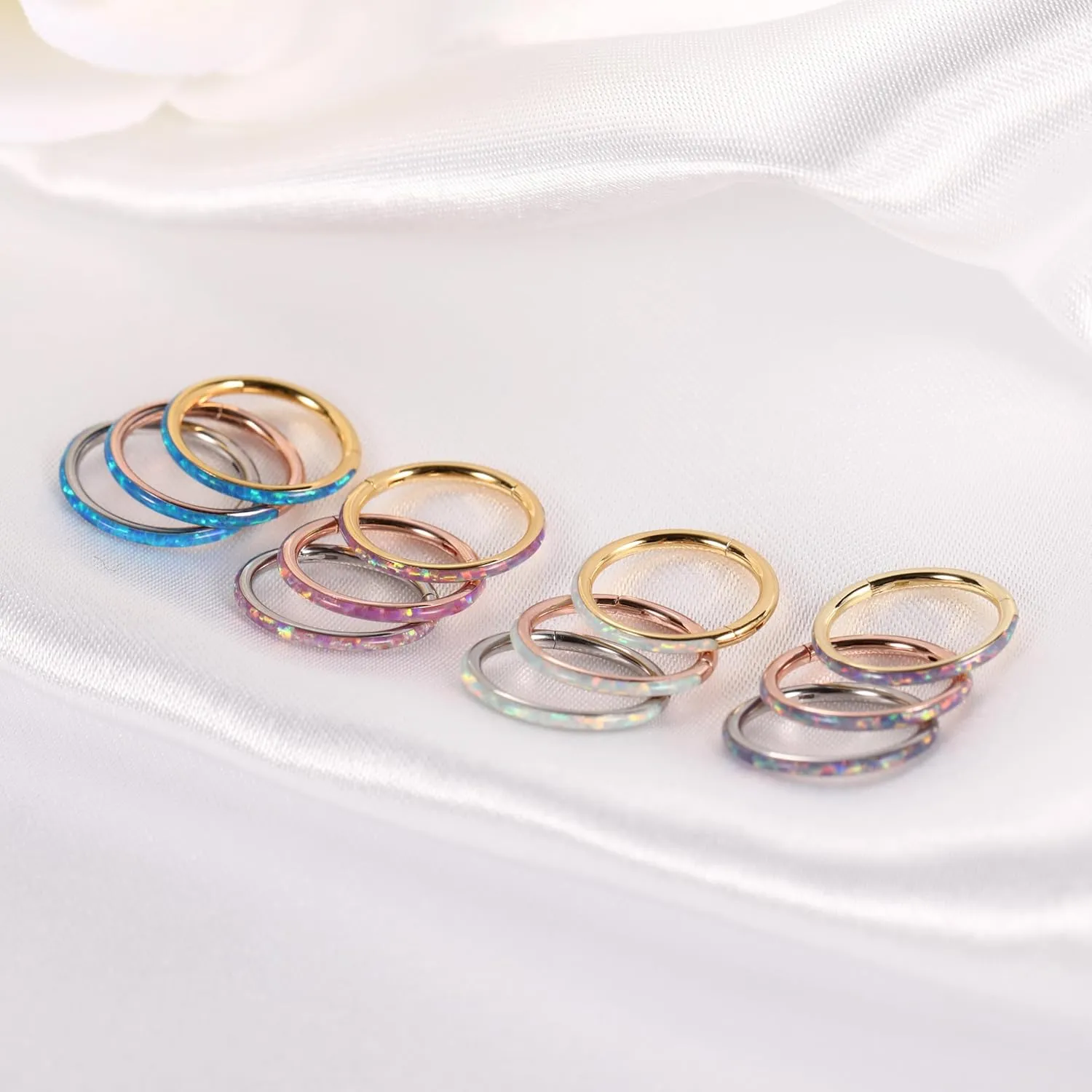 PEAKLINK Opal Nose Ring Hoop Ring 316L Surgical Steel Lip Cartilage Conch Helix Lobe Earring Daith Rook Orbital Belly Tragus Septum Piercing Jewelry foer Women Men