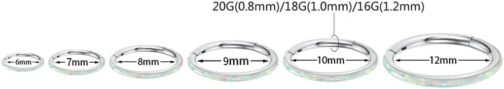 PEAKLINK Opal Nose Ring Hoop Ring 316L Surgical Steel Lip Cartilage Conch Helix Lobe Earring Daith Rook Orbital Belly Tragus Septum Piercing Jewelry foer Women Men