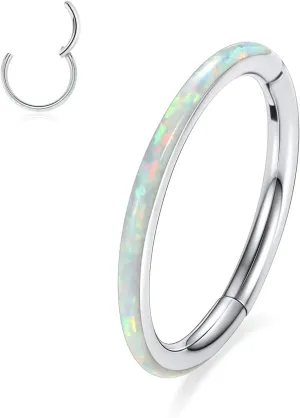 PEAKLINK Opal Nose Ring Hoop Ring 316L Surgical Steel Lip Cartilage Conch Helix Lobe Earring Daith Rook Orbital Belly Tragus Septum Piercing Jewelry foer Women Men
