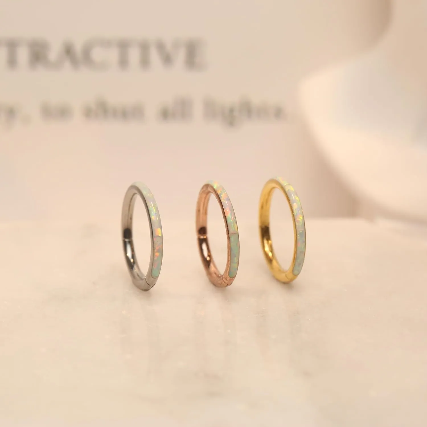 PEAKLINK Opal Nose Ring Hoop Ring 316L Surgical Steel Lip Cartilage Conch Helix Lobe Earring Daith Rook Orbital Belly Tragus Septum Piercing Jewelry foer Women Men