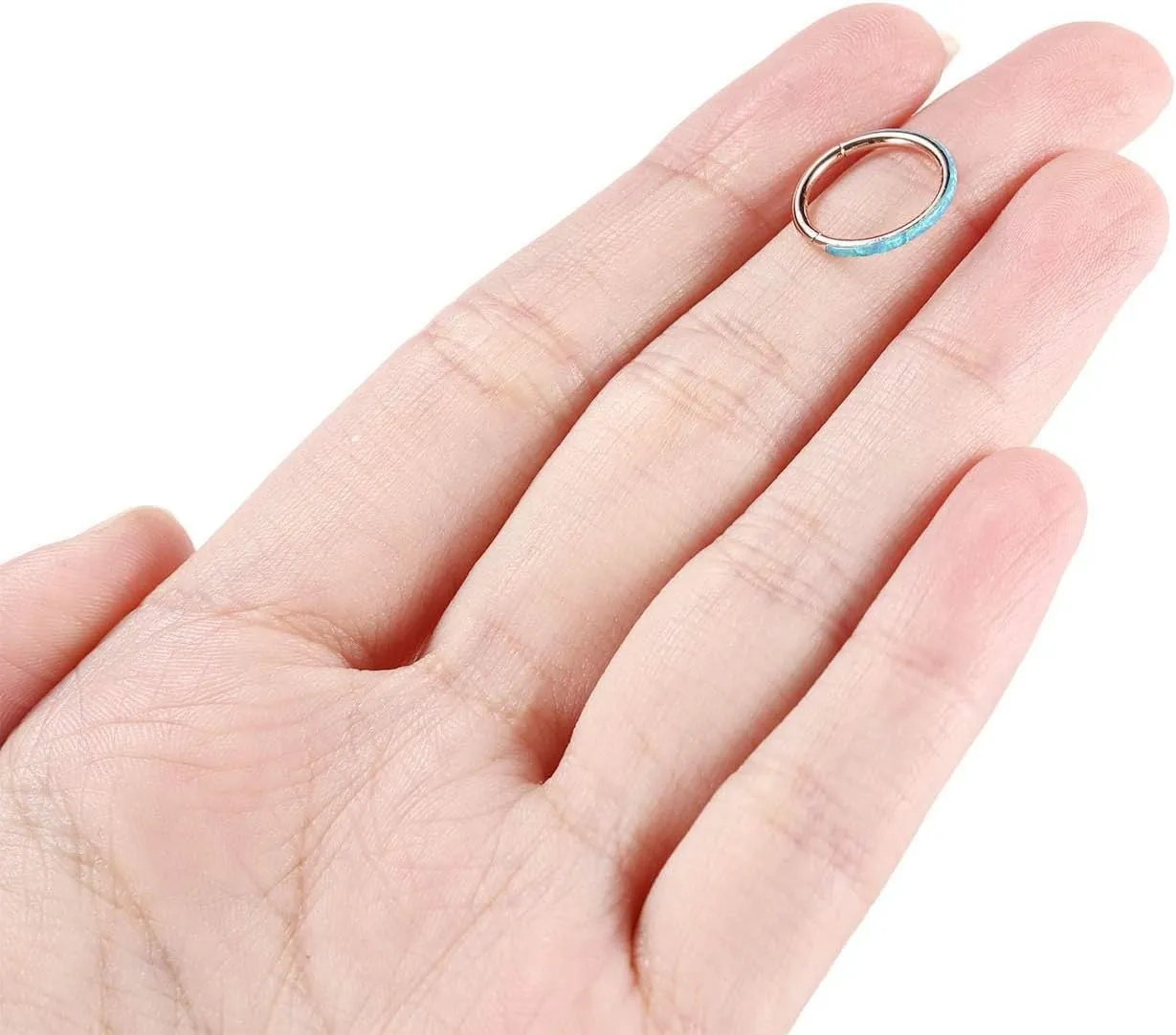 PEAKLINK Opal Nose Ring Hoop Ring 316L Surgical Steel Lip Cartilage Conch Helix Lobe Earring Daith Rook Orbital Belly Tragus Septum Piercing Jewelry foer Women Men