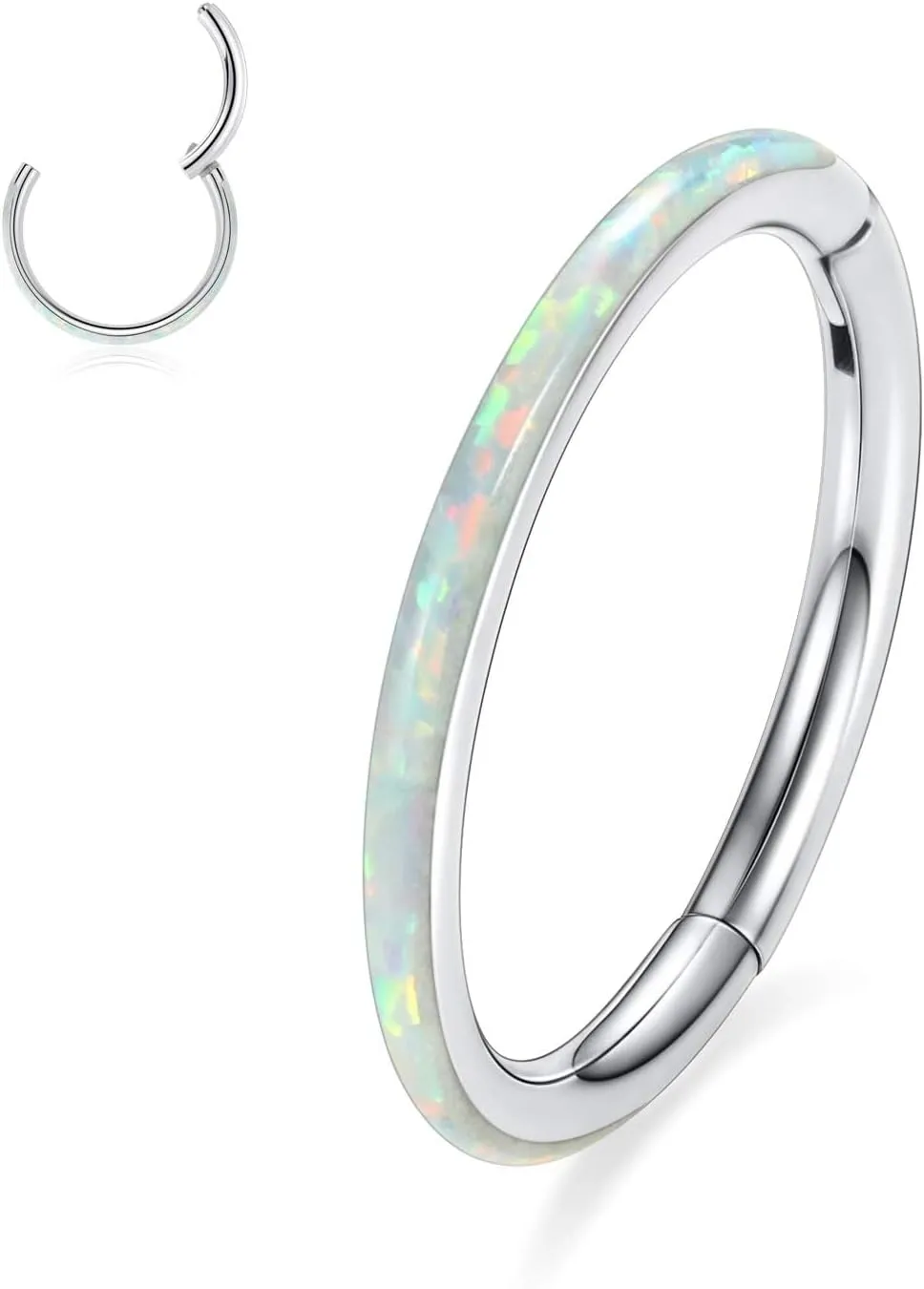 PEAKLINK Opal Nose Ring Hoop Ring 316L Surgical Steel Lip Cartilage Conch Helix Lobe Earring Daith Rook Orbital Belly Tragus Septum Piercing Jewelry foer Women Men