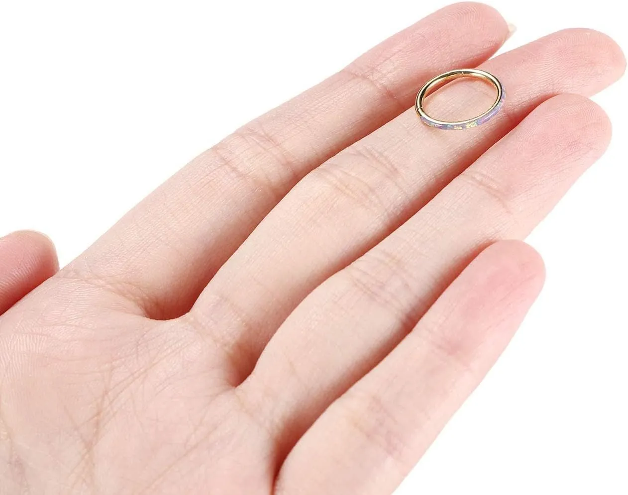 PEAKLINK Opal Nose Ring Hoop Ring 316L Surgical Steel Lip Cartilage Conch Helix Lobe Earring Daith Rook Orbital Belly Tragus Septum Piercing Jewelry foer Women Men