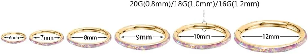 PEAKLINK Opal Nose Ring Hoop Ring 316L Surgical Steel Lip Cartilage Conch Helix Lobe Earring Daith Rook Orbital Belly Tragus Septum Piercing Jewelry foer Women Men