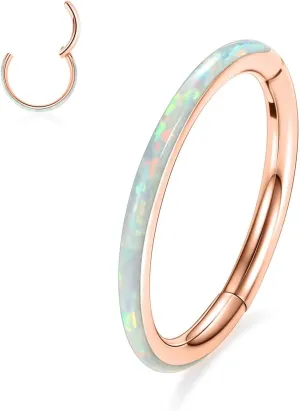 PEAKLINK Opal Nose Ring Hoop Ring 316L Surgical Steel Lip Cartilage Conch Helix Lobe Earring Daith Rook Orbital Belly Tragus Septum Piercing Jewelry foer Women Men