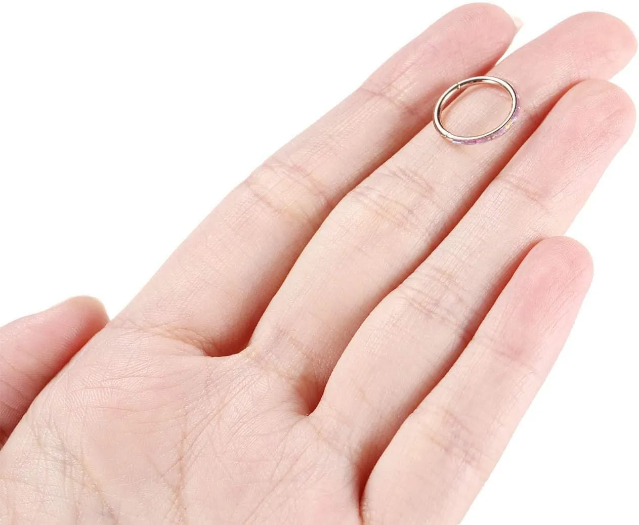 PEAKLINK Opal Nose Ring Hoop Ring 316L Surgical Steel Lip Cartilage Conch Helix Lobe Earring Daith Rook Orbital Belly Tragus Septum Piercing Jewelry foer Women Men