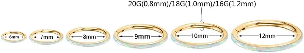 PEAKLINK Opal Nose Ring Hoop Ring 316L Surgical Steel Lip Cartilage Conch Helix Lobe Earring Daith Rook Orbital Belly Tragus Septum Piercing Jewelry foer Women Men