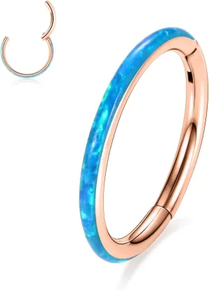 PEAKLINK Opal Nose Ring Hoop Ring 316L Surgical Steel Lip Cartilage Conch Helix Lobe Earring Daith Rook Orbital Belly Tragus Septum Piercing Jewelry foer Women Men