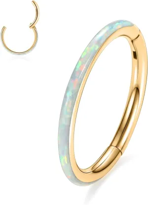 PEAKLINK Opal Nose Ring Hoop Ring 316L Surgical Steel Lip Cartilage Conch Helix Lobe Earring Daith Rook Orbital Belly Tragus Septum Piercing Jewelry foer Women Men