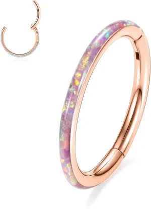 PEAKLINK Opal Nose Ring Hoop Ring 316L Surgical Steel Lip Cartilage Conch Helix Lobe Earring Daith Rook Orbital Belly Tragus Septum Piercing Jewelry foer Women Men