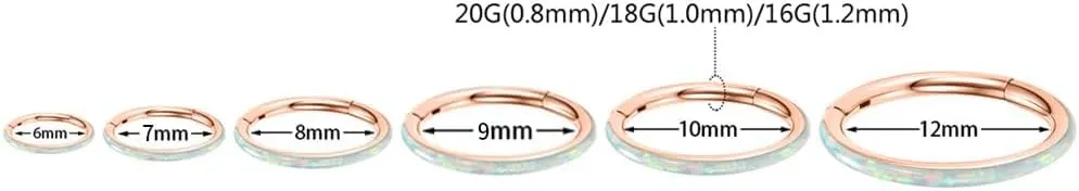 PEAKLINK Opal Nose Ring Hoop Ring 316L Surgical Steel Lip Cartilage Conch Helix Lobe Earring Daith Rook Orbital Belly Tragus Septum Piercing Jewelry foer Women Men